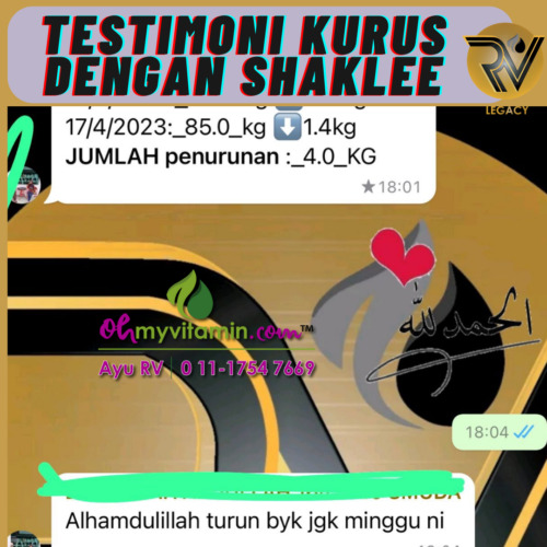 1. TESTIMONI KURUS DENGAN SET KURUS SHAKLEE PREMIUM