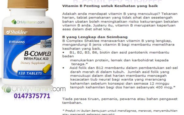 B-COMPLEX: DENGAN ASID FOLIK & 8 JENIS VITAMIN B