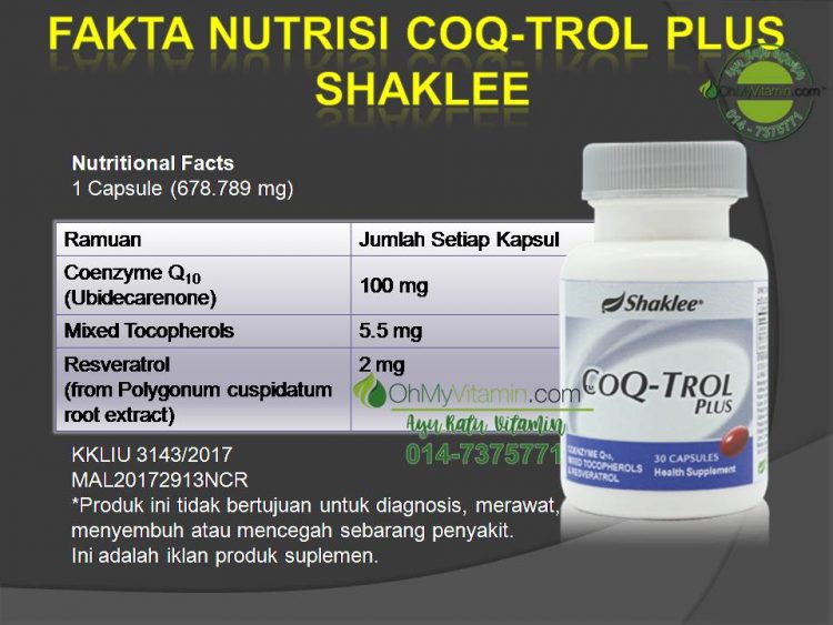 FAKTA NUTRISI COQ-TROL PLUS SHAKLEE