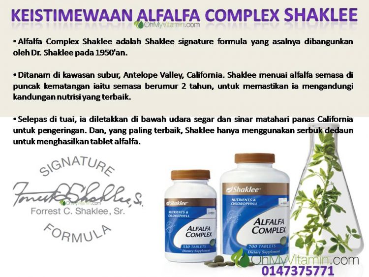KEISTIMEWAAN ALFALFA COMPLEX shaklee