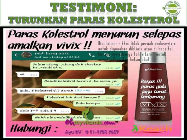 TESTIMONI KOLESTEROL TURUN SELEPAS AMALKAN SET KOLESTEROL SHAKLEE