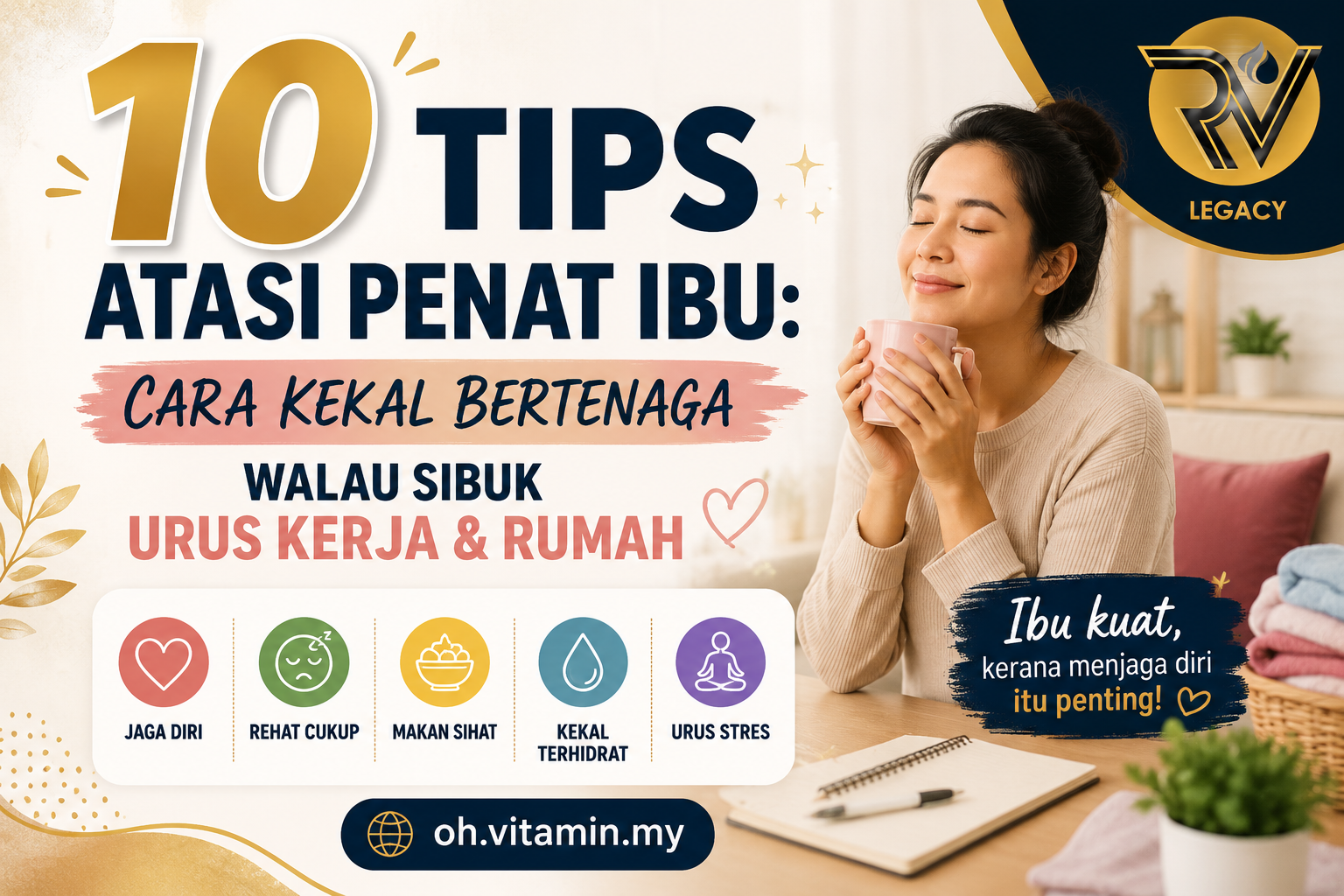 10 Tips Atasi Penat Ibu: Cara Kekal Bertenaga Walaupun Sibuk Urus Kerja & Rumah