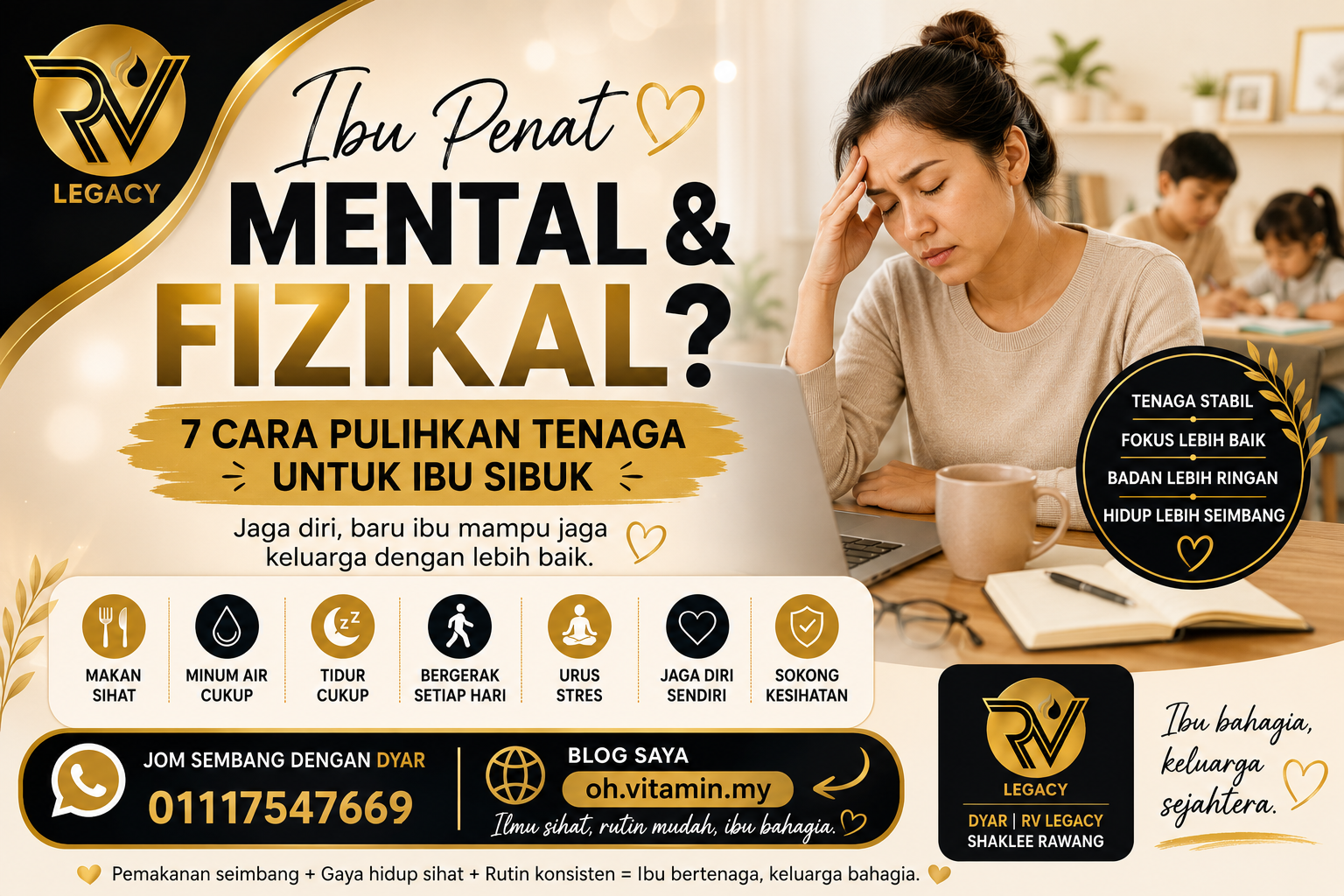 IBU PENAT MENTAL & FIZIKAL? 7 CARA PULIHKAN TENAGA UNTUK IBU SIBUK
