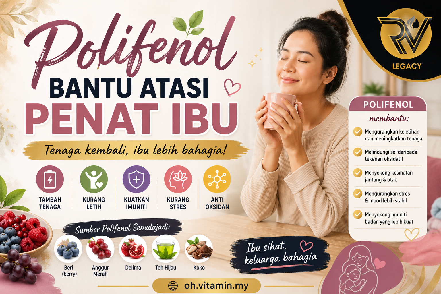 POLIFENOL BANTU ATASI PENAT IBU: CARA IBU KEKAL BERTENAGA WALAU SIBUK BEKERJA & URUS RUMAH